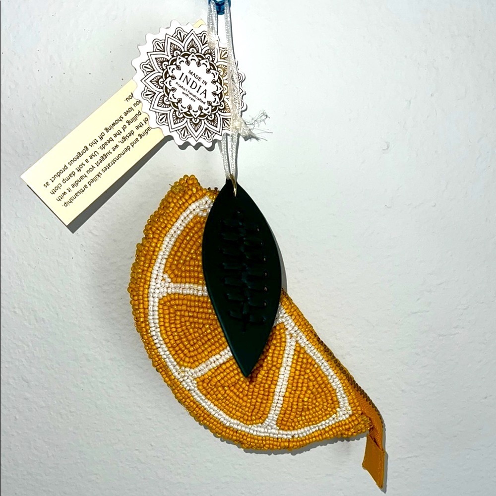 Made In India | Orange Beaded Slice Bag Charm